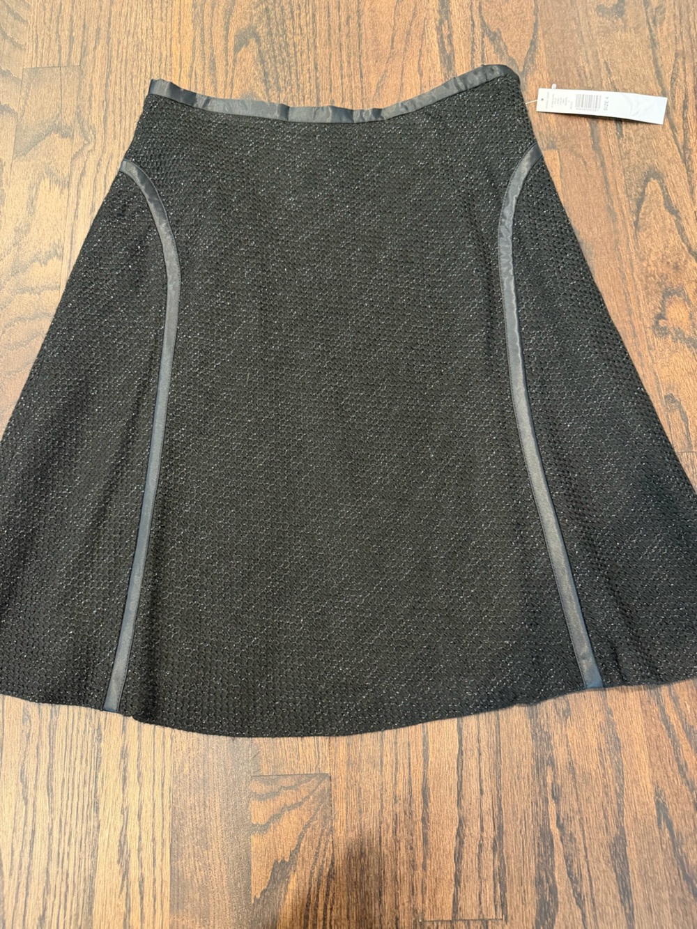 Kate Hill Black A-Line Skirt with Satin Trim